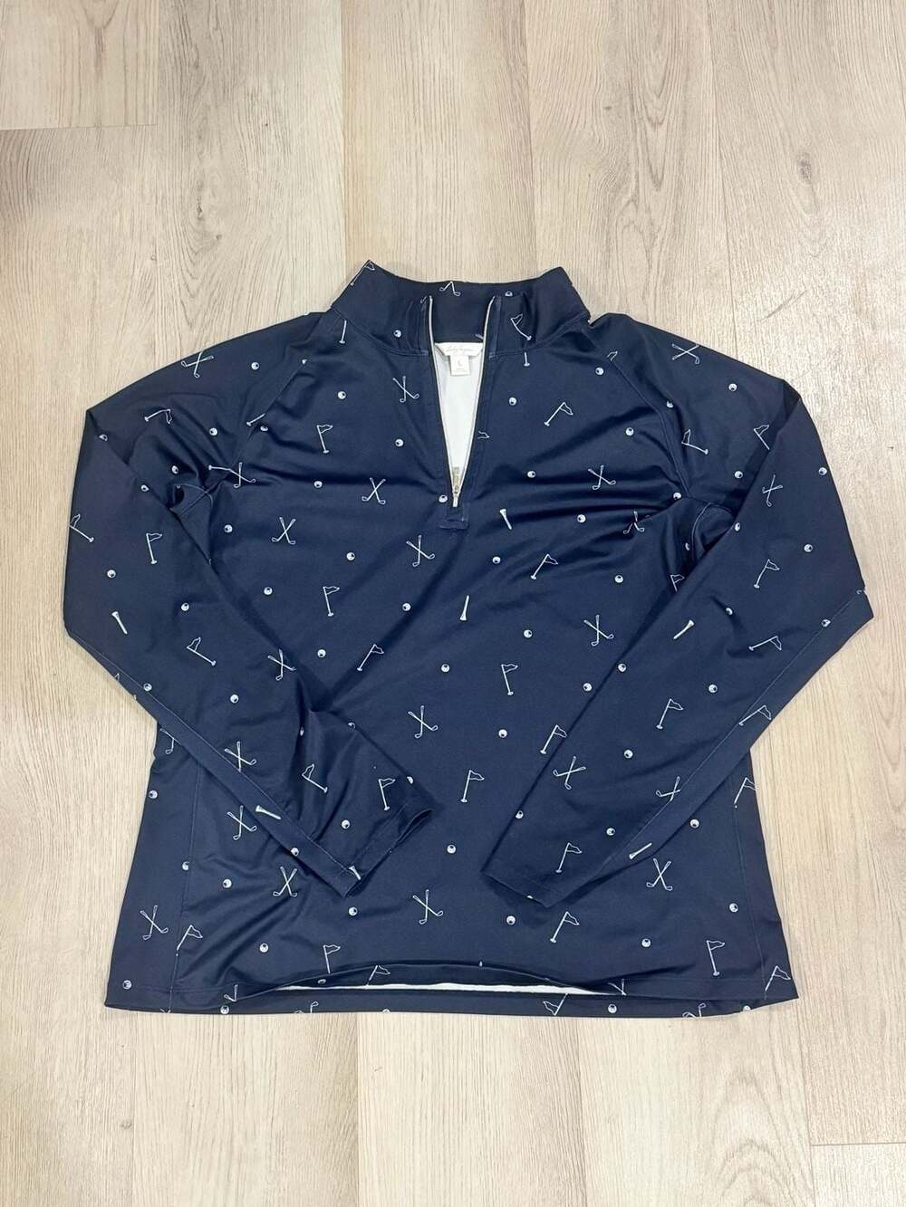Lady Hagen Golf Pullover Size L Navy Blue Golf Print